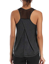 Load image into Gallery viewer, Aeuui Workout Tops for Women Mesh Racerback Tank Yoga Shirts Gym Clothes Black
