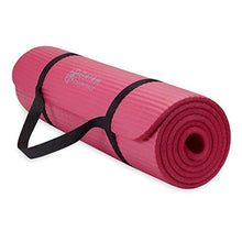 Load image into Gallery viewer, Gaiam Essentials Thick Yoga Mat Fitness &amp; Exercise Mat with Easy-Cinch Carrier Strap, Pink, 72"L X 24"W X 2/5 Inch Thick
