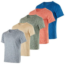 Load image into Gallery viewer, Men's Quick Dry Fit Dri-Fit Short Sleeve Active Wear Training Athletic Essentials Crew T-Shirt Fitness Gym Wicking Tee Workout Casual Sports Running Tennis Exercise Undershirt Top - 5 Pack Set 16, S
