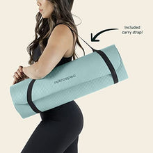 Load image into Gallery viewer, Retrospec Solana Yoga Mat 1" Thick w/Nylon Strap for Men &amp; Women - Non Slip Exercise Mat for Home Yoga, Pilates, Stretching, Floor &amp; Fitness Workouts - Blue Ridge
