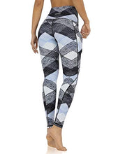 Load image into Gallery viewer, ODODOS Women's High Waisted Pattern Leggings with Pockets, Tummy Control Non See Through Athletic Workout Running Yoga Legging Pants, SketchedChevronSkyBlue, Large
