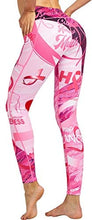 Load image into Gallery viewer, COOLOMG Women's Yoga Pants Printed Leggings Workout Running Tights with Side Pockets Pink S

