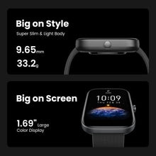 Load image into Gallery viewer, Amazfit Bip 3 Smart Watch for Android iPhone, Health Fitness Tracker with 1.69" Large Display,14-Day Battery Life, 60+ Sports Modes, Blood Oxygen Heart Rate Monitor, 5 ATM Water-Resistant (Black)
