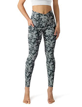 Load image into Gallery viewer, ODODOS Women's Cross Waist Yoga Leggings with Pockets, No See-Through Workout Running Pants-Inseam 28", Floral Charcoal, Small
