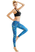 Load image into Gallery viewer, COOLOMG Women's Yoga Running Pants Printed Compression Leggings Workout Tights Hidden Pocket Waves

