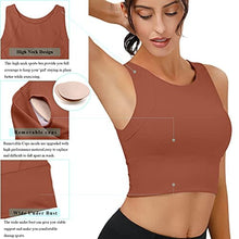 Load image into Gallery viewer, High Neck Sports Bra for Women Longline Full Coverage Sports Bras Medium Impact Padded Workout Crop Tops for Yoga Gym
