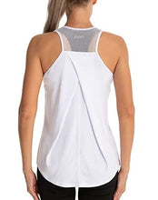 Load image into Gallery viewer, Aeuui Workout Tops for Women Mesh Racerback Tank Yoga Shirts Gym Clothes White
