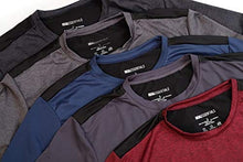 Load image into Gallery viewer, Men's Quick Dry Fit Dri-Fit Short Sleeve Active Wear Training Athletic Essentials Crew T-Shirt Fitness Gym Wicking Tee Workout Casual Sports Running Tennis Exercise Undershirt Top - 5 Pack,-Set 15,S
