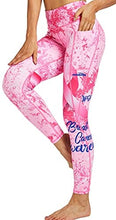 Load image into Gallery viewer, COOLOMG Women's Yoga Pants Printed Leggings Workout Running Tights with Side Pockets Light Pink S
