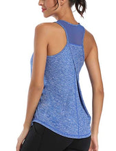 Load image into Gallery viewer, Aeuui Workout Tops for Women Mesh Racerback Tank Yoga Shirts Gym Clothes Bright Blue
