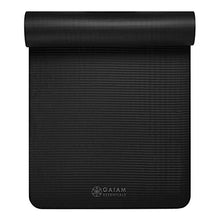 Load image into Gallery viewer, Gaiam Essentials Thick Yoga Mat Fitness &amp; Exercise Mat with Easy-Cinch Carrier Strap, Black, 72"L X 24"W X 2/5 Inch Thick
