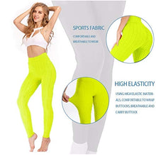 Load image into Gallery viewer, AIMILIA Textured Anti Cellulite Leggings for Women High Waisted Yoga Pants Workout Tummy Control Sport Tights Yellow
