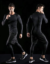 Load image into Gallery viewer, ATHLIO Men's UPF 50+ Long Sleeve Compression Shirts, Water Sports Rash Guard Base Layer, Athletic Workout Shirt, 3pack Black/Black/Black
