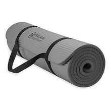 Load image into Gallery viewer, Gaiam Essentials Thick Yoga Mat Fitness &amp; Exercise Mat with Easy-Cinch Carrier Strap, Grey, 72"L X 24"W X 2/5 Inch Thick
