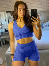 Load image into Gallery viewer, GXIN Women's Workout 2 Piece Outfits High Waist Running Shorts Seamless Gym Yoga Sports Bra Darkblue
