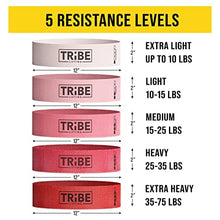 Load image into Gallery viewer, Tribe Lifting Fabric Resistance Bands Women and Men - Booty Bands for Women - Thigh Bands for Workout Bands for Women - Glute Bands - 5 Levels of Exercise Bands Resistance Loops for Legs and Butt

