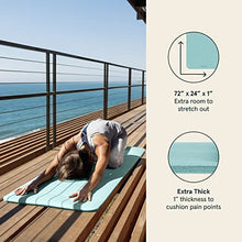 Load image into Gallery viewer, Retrospec Solana Yoga Mat 1" Thick w/Nylon Strap for Men &amp; Women - Non Slip Exercise Mat for Home Yoga, Pilates, Stretching, Floor &amp; Fitness Workouts - Blue Ridge
