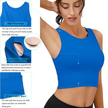Load image into Gallery viewer, High Neck Sports Bra for Women Longline Full Coverage Sports Bras Medium Impact Padded Workout Crop Tops for Yoga Gym
