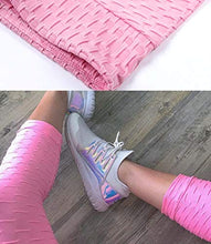 Load image into Gallery viewer, FITTOO Women's High Waist Yoga Pants Tummy Control Scrunched Booty Capri Leggings Workout Running Butt Lift Textured Tights Pink
