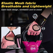 Load image into Gallery viewer, Glofit Workout Gloves with Wrist Wrap Support for Men &amp; Women, Weight Lifting Gloves with Cuved Open Back Fingerless for Cycling, Gym, Training, Crossfit (Medium, Pink)
