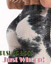 Load image into Gallery viewer, FITTOO Women's High Waisted Textured Honeycomb Ruched Butt Scrunched Booty Leggings Workout Running Lift Textured Tights Dyed Black

