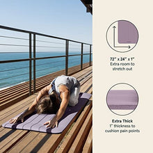 Load image into Gallery viewer, Retrospec Solana Yoga Mat 1" Thick w/Nylon Strap for Men &amp; Women - Non Slip Exercise Mat for Home Yoga, Pilates, Stretching, Floor &amp; Fitness Workouts -Violet Haze

