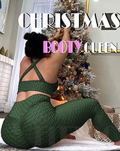 Load image into Gallery viewer, FITTOO Women's High Waist Textured Yoga Pants Tummy Control Scrunched Booty Leggings Workout Running Butt Lift Textured Tights Peach Butt Emerald
