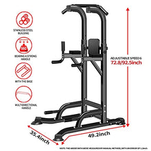 Load image into Gallery viewer, Power Tower Adjustable Height Pull Up &amp; Dip Station Multi-Function Home Strength Training Fitness Workout Station for Home Gym
