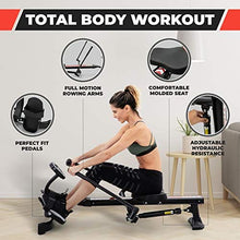 Load image into Gallery viewer, Lanos Hydraulic Rowing Machine | Adjustable Resistance | Rowing Machines for Home Use | LCD Monitor | Compact for Home Workout | Tone Muscle Improve Heart Health
