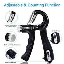 Load image into Gallery viewer, ALMAH Hand Grip Strengthener kit(5 Pack),Grip Strength Trainer,Forearm Workout Trainer Adjustable Hand Grip Exercise,Finger Strength Exerciser, Finger Stretcher, Grip Ring &amp; Stress Relief Ball with Carry Bag

