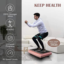 Load image into Gallery viewer, Natini Vibration Plate Exercise Machine Whole Body Vibration Platform Machine with Loop Resistance Bands for Home Fitness Training Equipment &amp; Weight Loss (Pink)
