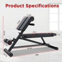 Load image into Gallery viewer, Yoleo Adjustable Weight Bench- 500lbs Utility Bench for Full Body Workout; Multi Purpose Decline Fitness Bench Roman Chair; Sit Up Abs All-in-One Hyper Back Extension Exercise Bench
