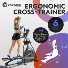 Load image into Gallery viewer, Horizon Fitness EX-59 Elliptical Trainer Exercise Machine for Home Workout, Fitness &amp; Cardio, Compact Cross-Trainer with Bluetooth, Built-in Speakers, 10 Resistance Levels, 300 lb Weight Capacity
