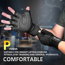 Load image into Gallery viewer, ihuan Ventilated Weight Lifting Gym Workout Gloves Full Finger with Wrist Wrap Support for Men &amp; Women, Full Palm Protection, for Weightlifting, Training, Fitness, Hanging, Pull ups
