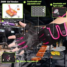 Load image into Gallery viewer, MOREOK Workout Gloves Gym Gloves for Men/Women, [3MM Gel Pad] [3/4 Finger] Weight Lifting Gloves Fitness Gloves for Powerlifting,Exercise,Fitness,Training Pink-L
