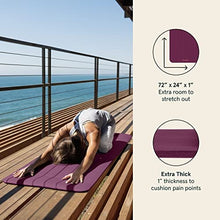Load image into Gallery viewer, Retrospec Solana Yoga Mat 1" Thick w/Nylon Strap for Men &amp; Women - Non Slip Exercise Mat for Home Yoga, Pilates, Stretching, Floor &amp; Fitness Workouts - Boysenberry
