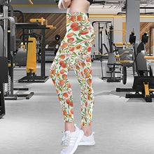 Load image into Gallery viewer, visesunny High Waist Yoga Pants with Pockets Peach Tropic Fruit Leaf Flower Tummy Control Workout Running Yoga Leggings for Women
