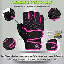 Load image into Gallery viewer, MOREOK Workout Gloves Gym Gloves for Men/Women, [3MM Gel Pad] [3/4 Finger] Weight Lifting Gloves Fitness Gloves for Powerlifting,Exercise,Fitness,Training Pink-L
