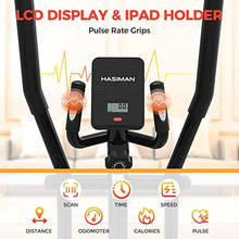 Load image into Gallery viewer, HASIMAN Elliptical Exercise Machine, Elliptical Machine for Home Use, Adjustable Magnetic Elliptical with Pulse Rate Grips and LCD Monitor, 350LB Weight Capacity (Coal Black)
