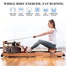 Load image into Gallery viewer, SNODE Wood Water Rowing Machine with Bluetooth, Foldable Rowing Machine Water Resistance for Home Use with LCD Monitor, Wood Indoor Rower, Soft Seat, Home Fitness Workout
