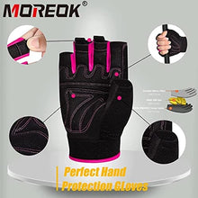 Load image into Gallery viewer, MOREOK Workout Gloves Gym Gloves for Men/Women, [3MM Gel Pad] [3/4 Finger] Weight Lifting Gloves Fitness Gloves for Powerlifting,Exercise,Fitness,Training Pink-L
