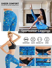 Load image into Gallery viewer, COOLOMG Women's Yoga Running Pants Printed Compression Leggings Workout Tights Hidden Pocket Waves
