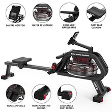 Load image into Gallery viewer, SNODE Water Rowing Machine with Bluetooth APP, Rower Machine for Home Use, Heavy Duty Frame with 331Lbs Weight Capacity
