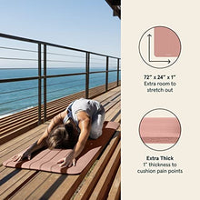 Load image into Gallery viewer, Retrospec Solana Yoga Mat 1" Thick w/Nylon Strap for Men &amp; Women - Non Slip Exercise Mat for Home Yoga, Pilates, Stretching, Floor &amp; Fitness Workouts - Rose
