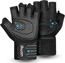 Load image into Gallery viewer, ihuan Ventilated Weight Lifting Gym Workout Gloves Full Finger with Wrist Wrap Support for Men &amp; Women, Full Palm Protection, for Weightlifting, Training, Fitness, Hanging, Pull ups
