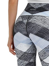 Load image into Gallery viewer, ODODOS Women's High Waisted Pattern Leggings with Pockets, Tummy Control Non See Through Athletic Workout Running Yoga Legging Pants, SketchedChevronSkyBlue, Large
