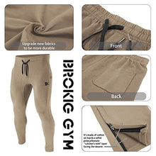Load image into Gallery viewer, BROKIG Mens Zip Joggers Pants - Casual Gym Workout Track Pants Comfortable Slim Fit Tapered Sweatpants with Pockets (Beige)
