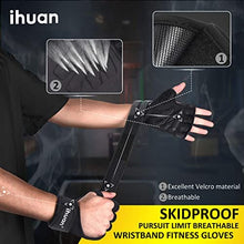 Load image into Gallery viewer, ihuan Weight Lifting Gym Workout Gloves with Wrist Wrap Support for Men &amp; Women, Full Palm Protection, for Weightlifting, Training, Fitness, Exercise, Pull ups
