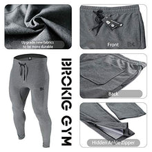 Load image into Gallery viewer, BROKIG Mens Zip Joggers Pants - Casual Gym Fitness Trousers Comfortable Tracksuit Slim Fit Bottoms Sweatpants with Pockets (Dark Grey)
