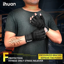 Load image into Gallery viewer, ihuan Ventilated Weight Lifting Gym Workout Gloves Full Finger with Wrist Wrap Support for Men &amp; Women, Full Palm Protection, for Weightlifting, Training, Fitness, Hanging, Pull ups
